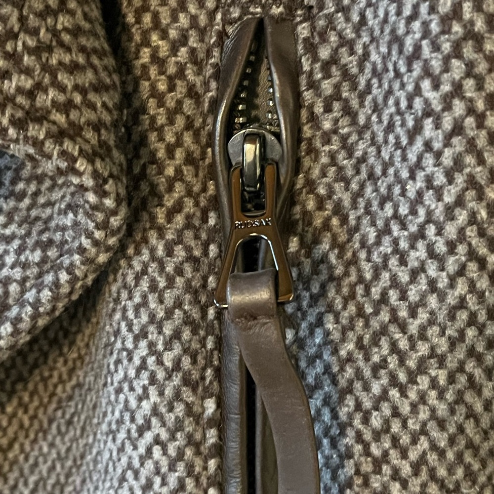 RUDSAK Wool with Leather Trim Herringbone Jacket - Size S - Picture 9 of 15